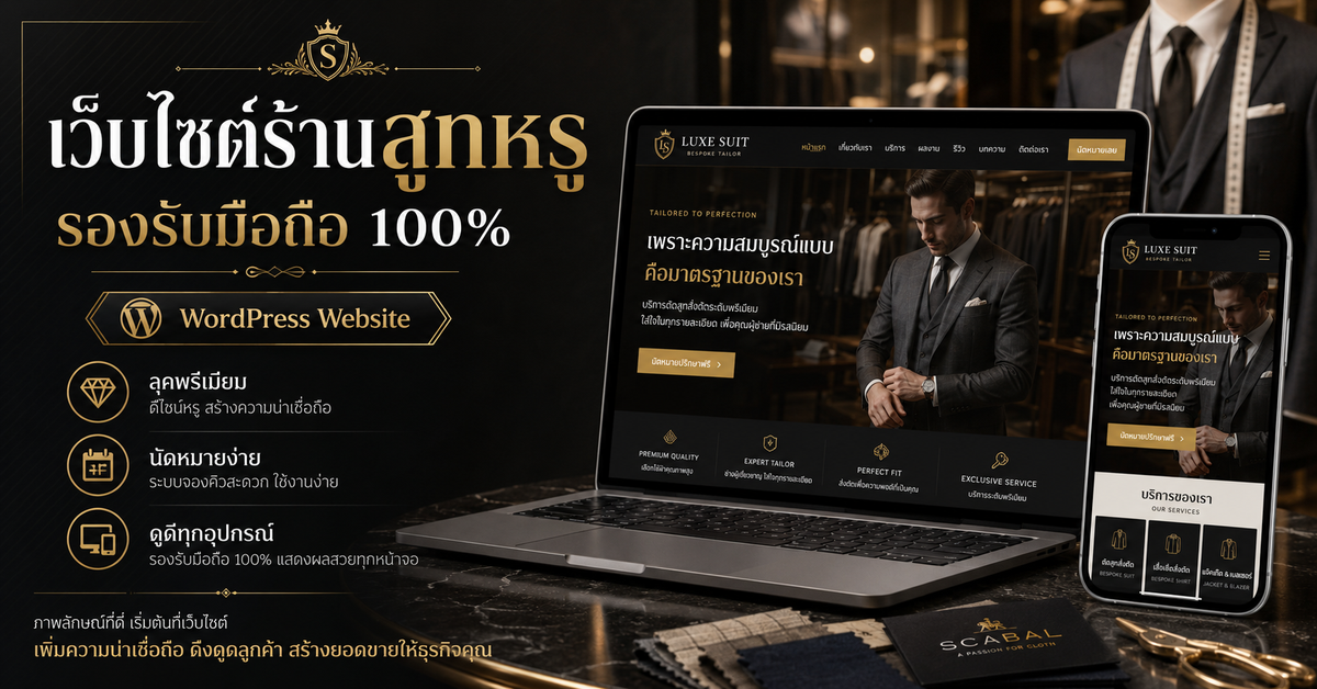 เว็บไซต์ร้านสูทรองรับมือถือ เว็บไซต์ WordPress สำหรับธุรกิจ